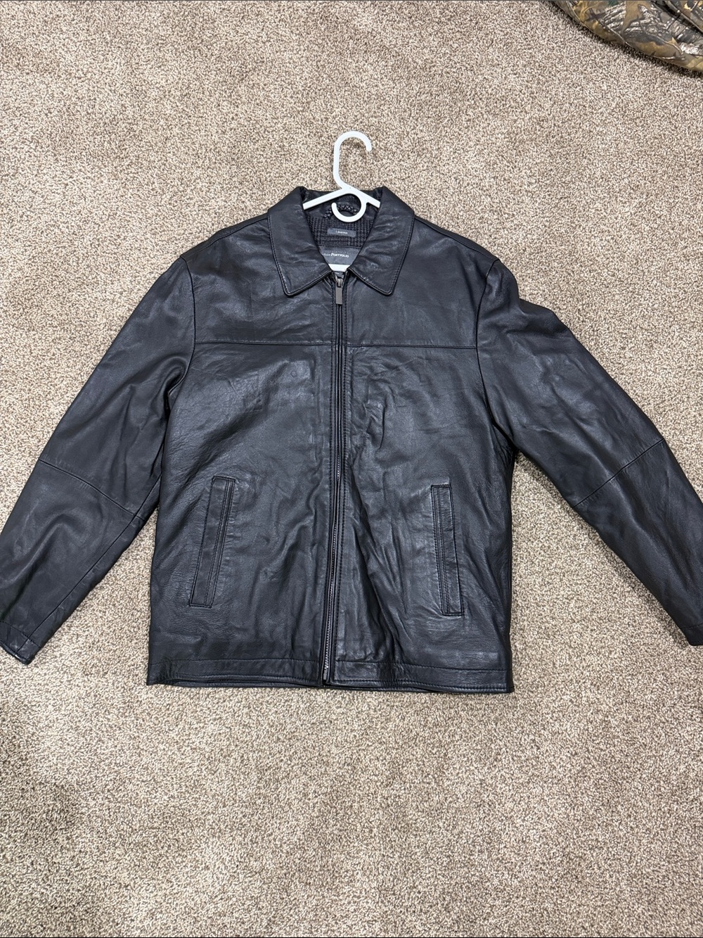 Perry Ellis Black Leather Zip Jacket